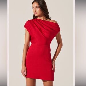 ASTR the Label Draped Asymmetric Neck Dress